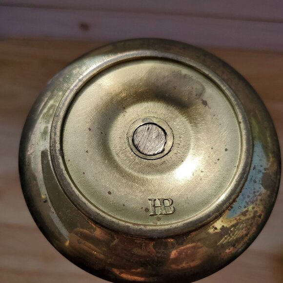 VTG 1950s HB Solid Brass Twisted Candlestick Holder 10" Tall Swirl Design Decor - Picture 3 of 10